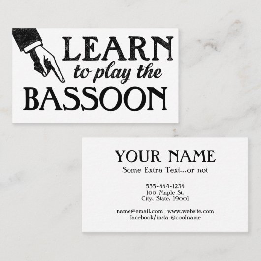 Basson Lessons Visitekaartjes - Koel Vintage (Voorkant / Achterkant)