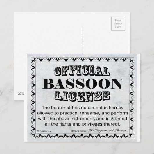 Basson-licentie Briefkaart (Voorkant / Achterkant)