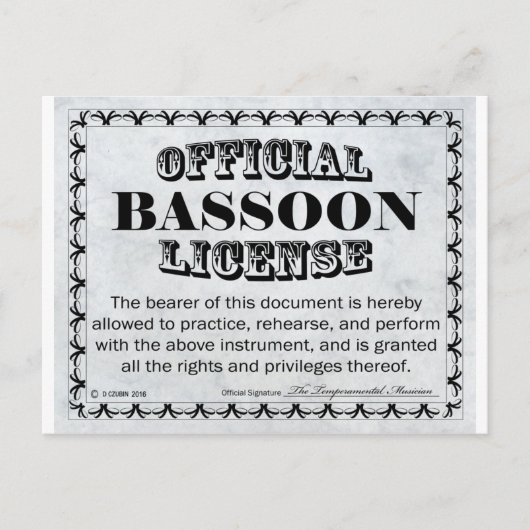 Basson-licentie Briefkaart (Voorkant)