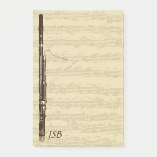 Basson op Bach Cello Suite - Aangepast monogram Post-it® Notes (Voorkant)
