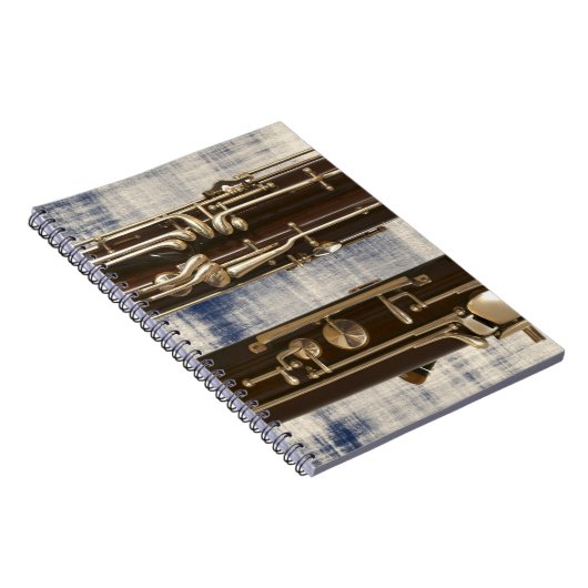 Basson op Faded Denim-laptop met ruggengraat Notitieboek (Rechterzijde)