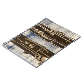 Basson op Faded Denim-laptop met ruggengraat Notitieboek (Linkerzijde)