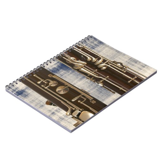 Basson op Faded Denim-laptop met ruggengraat Notitieboek (Linkerzijde)