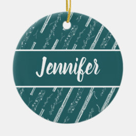 Basson Player Music Gift Custom Personated Blue Keramisch Ornament