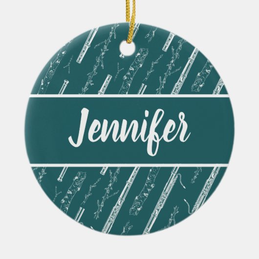 Basson Player Music Gift Custom Personated Blue Keramisch Ornament (Voorkant)