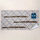 Basson Trio Blue White Pset Custom Initiaal Strandlaken (Voorkant)