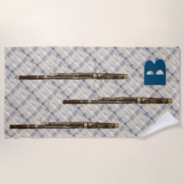 Basson Trio Blue White Pset Custom Initiaal Strandlaken