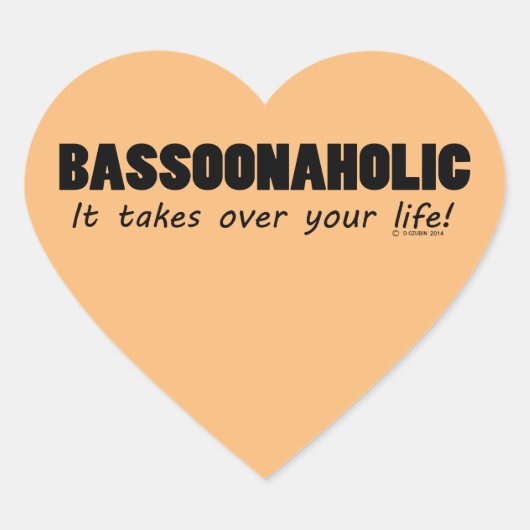 Bassonaholic Life Heart Sticker (Voorkant)