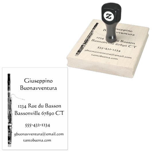 Bassoon Afbeelding met Persoonlijke Informatie Rubberstempel (Gestempeld)
