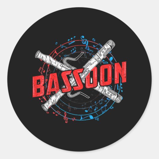 Bassoon Bassonist Reed Instrument Ronde Sticker (Voorkant)