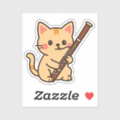 Bassoon Cat Illustration Sticker (Vel)