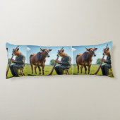 Bassoon Cow Duo Body Pillow – Whimsical Musical Il Lichaamskussen (Achterkant)