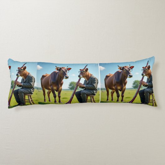 Bassoon Cow Duo Body Pillow – Whimsical Musical Il Lichaamskussen (Achterkant)