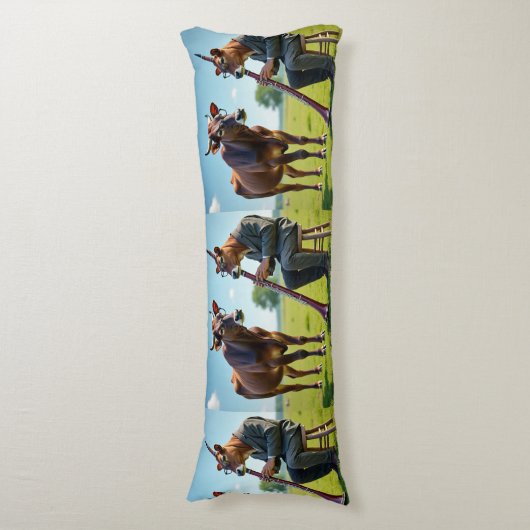 Bassoon Cow Duo Body Pillow – Whimsical Musical Il Lichaamskussen (Voorkant Verticaal)