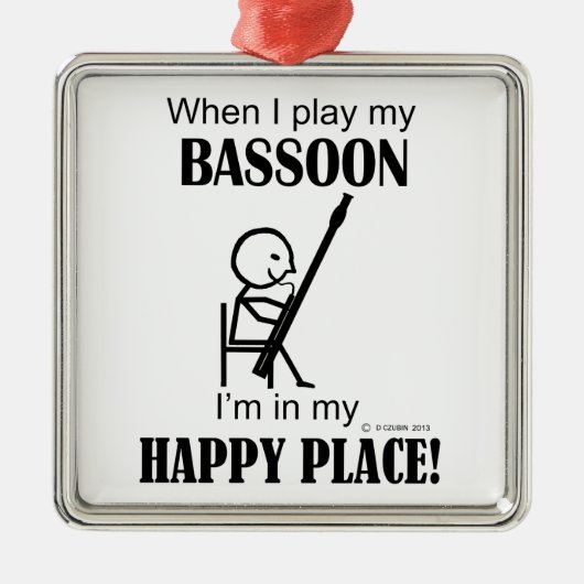 Bassoon Happy Place Metalen Ornament (Voorkant)