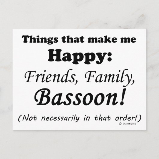 Bassoon maakt me gelukkig briefkaart (Voorkant)
