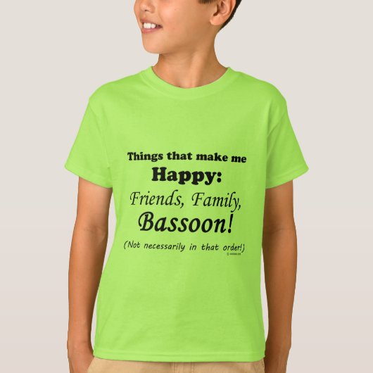 Bassoon maakt me gelukkig t-shirt (Voorkant)