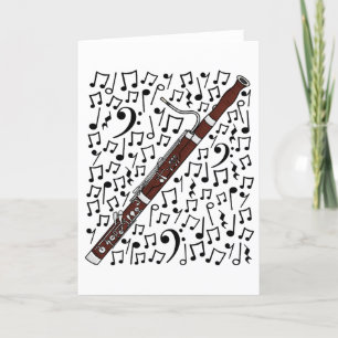 Bassoon muzieknoten Woodwind muziekleraar Feestdagen Kaart