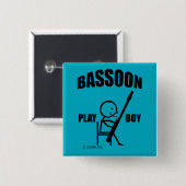 Bassoon Play Boy Vierkante Button 5,1 Cm (Voorkant /achterkant)