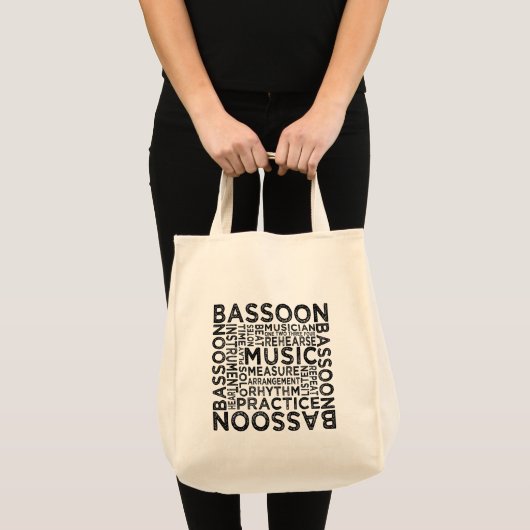Bassoon Typografie Tote Bag (Voorkant (product))