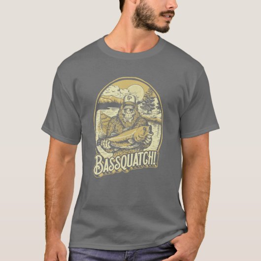 Bassquatch! Bass Fisherman Sasquatch Funny Bigfoot T-shirt (Voorkant)