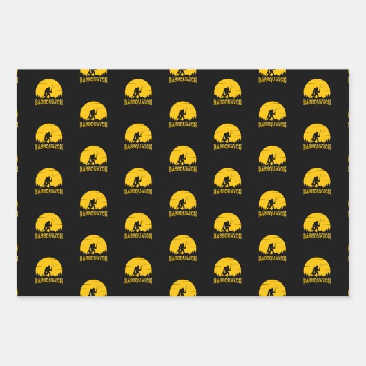 Bassquatch Bigfoot Sasquatch Fullmoon Rod Gevist Inpakpapier Vel (Voorkant 2)