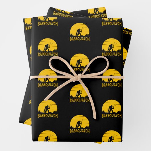 Bassquatch Bigfoot Sasquatch Fullmoon Rod Gevist Inpakpapier Vel (In situ)