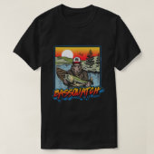 Bassquatch Funny Bass Fishing Sasquatch Retro 80s  T-shirt (Design voorkant)