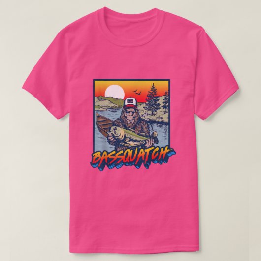 Bassquatch Funny Bass Fishing Sasquatch Retro 80s T-shirt (Design voorkant)