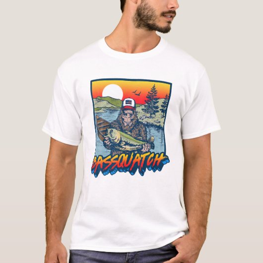 Bassquatch! Funny Bass Vist Sasquatch Retro 80S T-shirt (Voorkant)