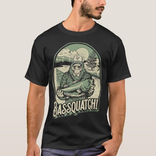 Bassquatch! Funny Bigfoot Sasquatch& Bass Fis T-shirt (Voorkant)