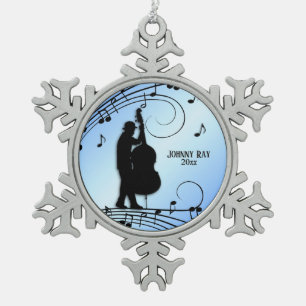 Bassspeler Blauw  Persoonlijke naam en datum Tin Sneeuwvlok Ornament