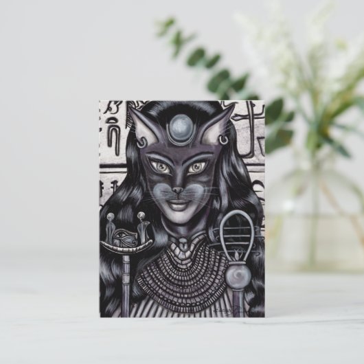 Bast Cat Goddess Egyptian Briefkaart (Staand voorkant)