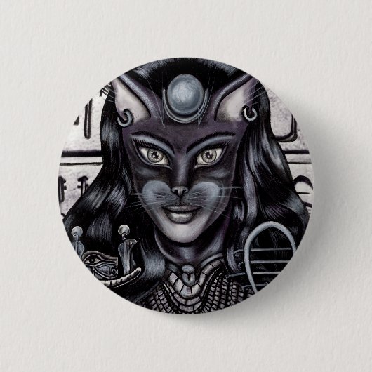 Bast Cat Goddess Egyptian Ronde Button 5,7 Cm (Voorkant)