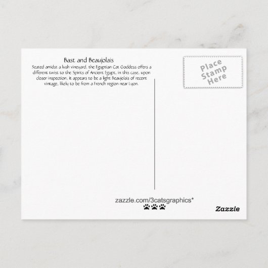 Bast en Beaujolais Briefkaart (Achterkant)
