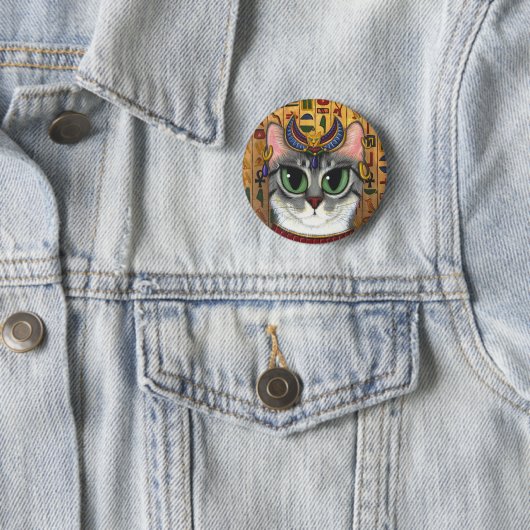 Bast Goddess Egyptian Bastet Cat Art Button (In situ)