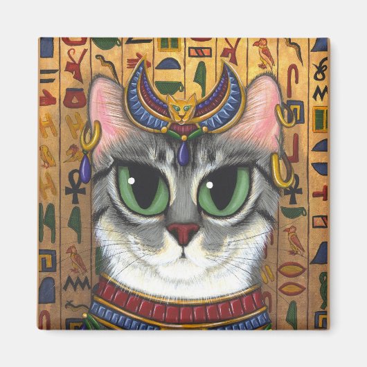 Bast Godin, Egyptische Bastet Kat Art Magnet (Voorkant)