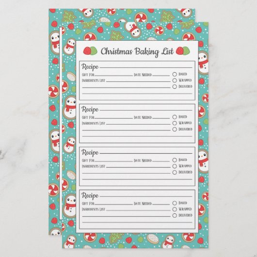 Bastabel voor Cute Red- en Blue-kerstpatroonbakken (Voorkant / Achterkant)