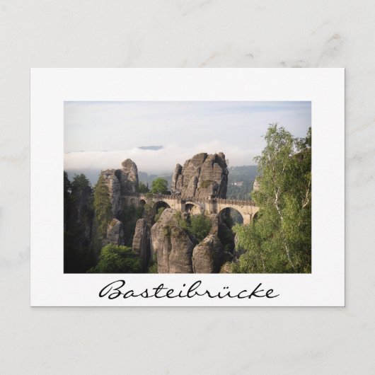 Bastei Bridge (Basteibrücke) wit briefkaart (Voorkant)