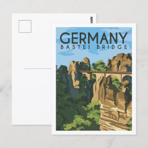 Bastei Bridge Duitsland Reizen Plaats Illustratie Briefkaart