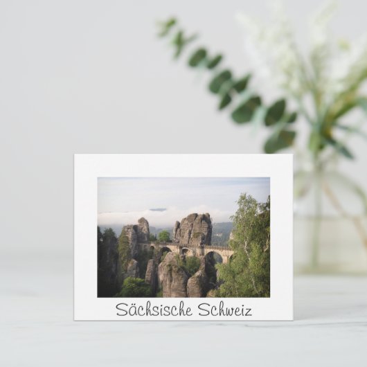 Bastei Bridge in Sächsische Schweiz White briefkaa Briefkaart (Staand voorkant)