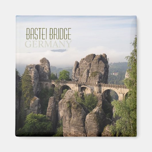 Bastei Bridge in Saksisch Zwitserland tekstmagneet Magneet (Voorkant)
