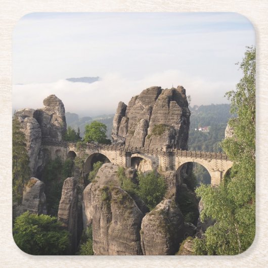 Bastei-brug in het onderzetter Saxon-Zwitserland (Voorkant)