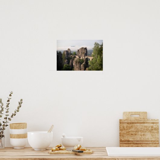 Bastei-brug in het poster Saxon-Zwitserland (Keuken)
