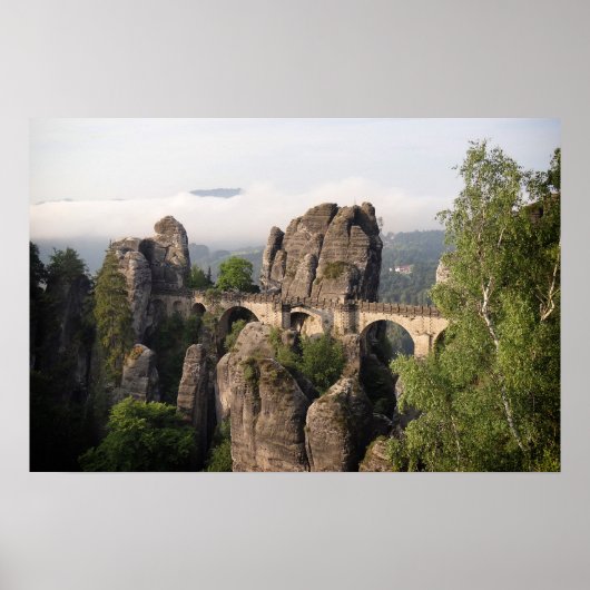 Bastei-brug in Saksisch Zwitserland poster (Voorkant)