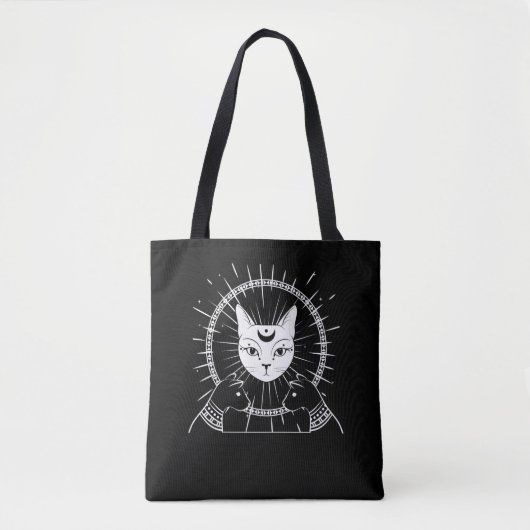 Bastet Ancient Egypt Cat Crescent Gothic Moon Tote Bag (Voorkant)