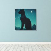 Bastet Canvas Sterrenbeeld Egyptische Kattenkunst Afdruk (Insitu (Houten vloer))