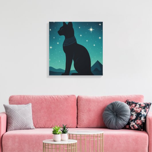 Bastet Canvas Sterrenbeeld Egyptische Kattenkunst Afdruk (Insitu (Woonkamer))