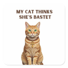 Bastet Cat Ancient Premium Sticker Gold Ankh