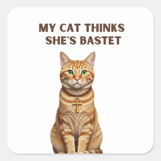 Bastet Cat Ancient Premium Sticker Gold Ankh (Voorkant)